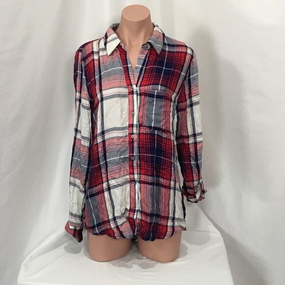 Love, Fire Plaid Button Down Shirt In Red (C15) - Picture 1 of 7